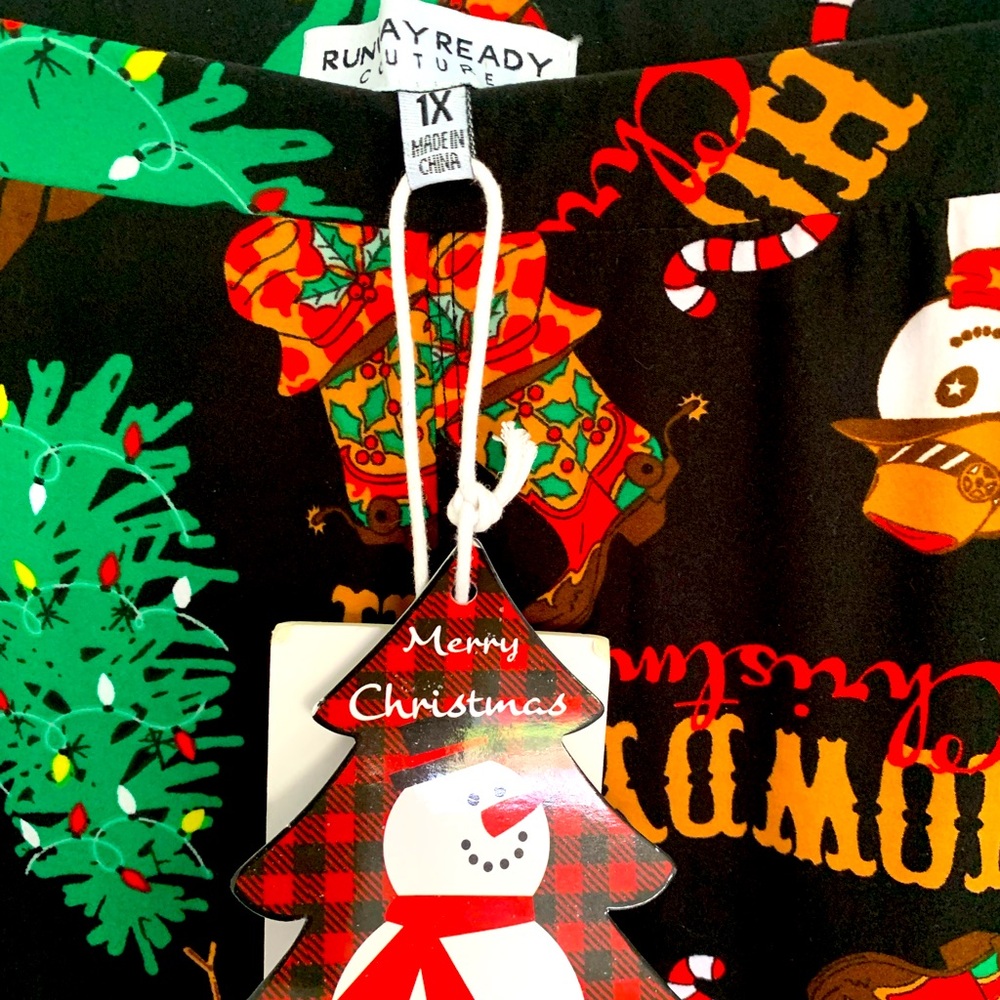NWT cowboy boots Christmas leggings